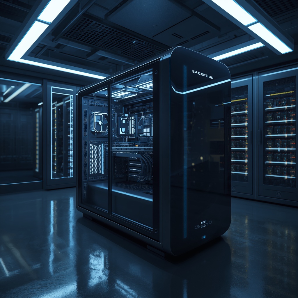 Nano Banana2 prompt: A sleek, futuristic high-performance computer workstation in a modern, neon-lit server room, volumetric lighting, photorealistic, 8k resolution, no people
